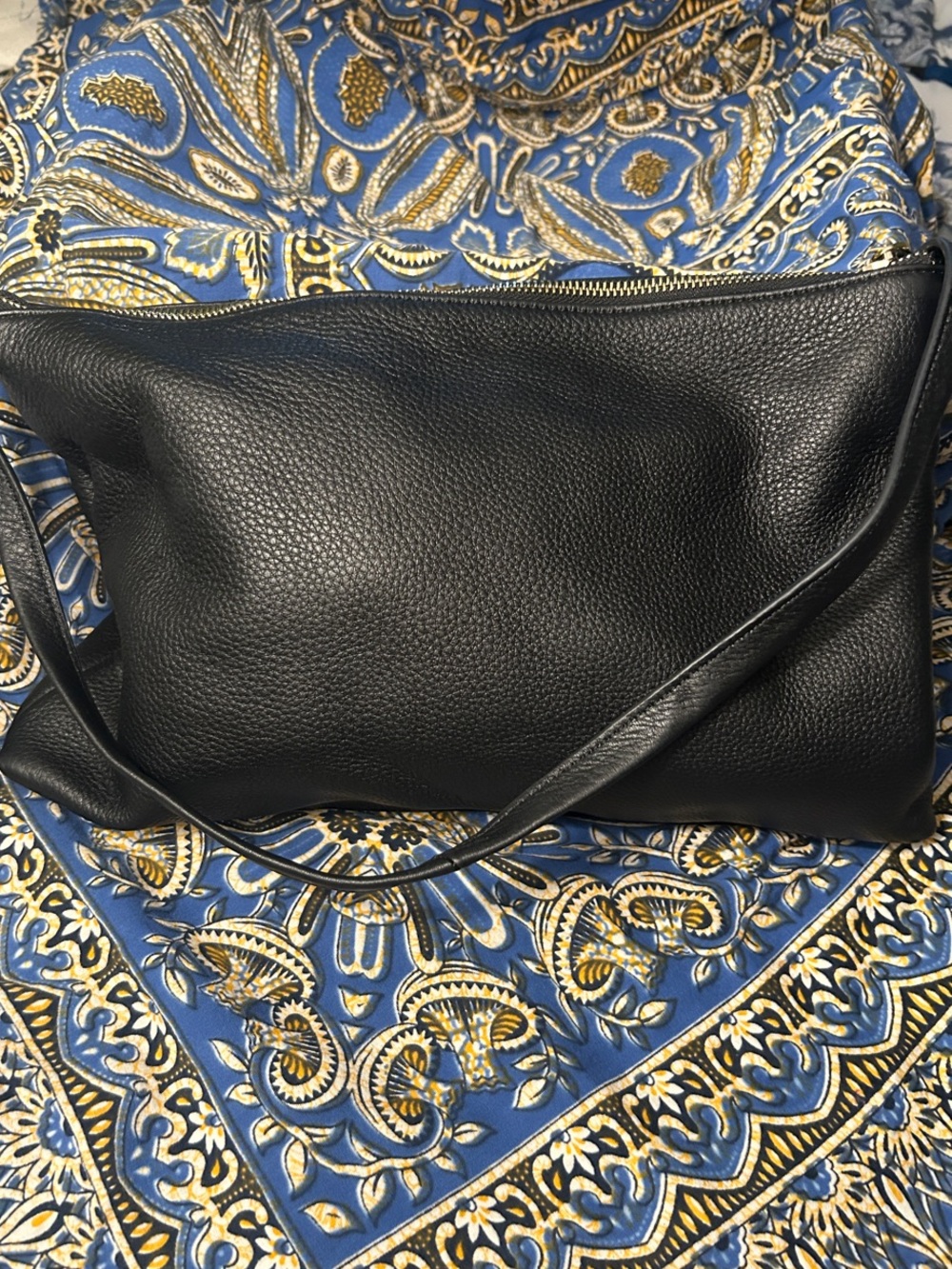 Classic Black Soft Leather Crossbody Bag - Minimalist Everyday Shoulder Bag